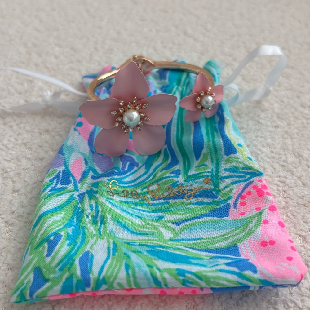 Lilly Pulitzer Pink Floral Bracelet Set